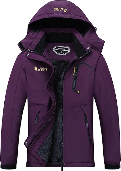 MOERDENG Women’s Waterproof Ski Jacket – Warm Hooded Snow Coat